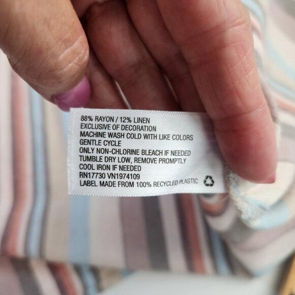 Knox Rose Rayon Linen Blend Boho Squared Neck Striped Summer Dress Sz XXL Flowy - Picture 3 of 13